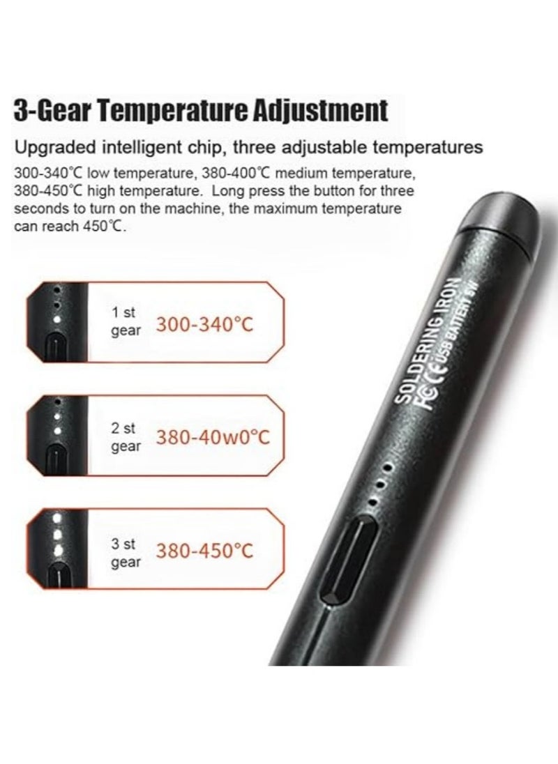 NIBEMINENT USB Portable Intelligent Electric Soldering Iron Multifunctional Soldering Welding Pen with 300-450℃ Temperature Adjustment Function for Soldering Repairing and Maintenance Use  - Image 2