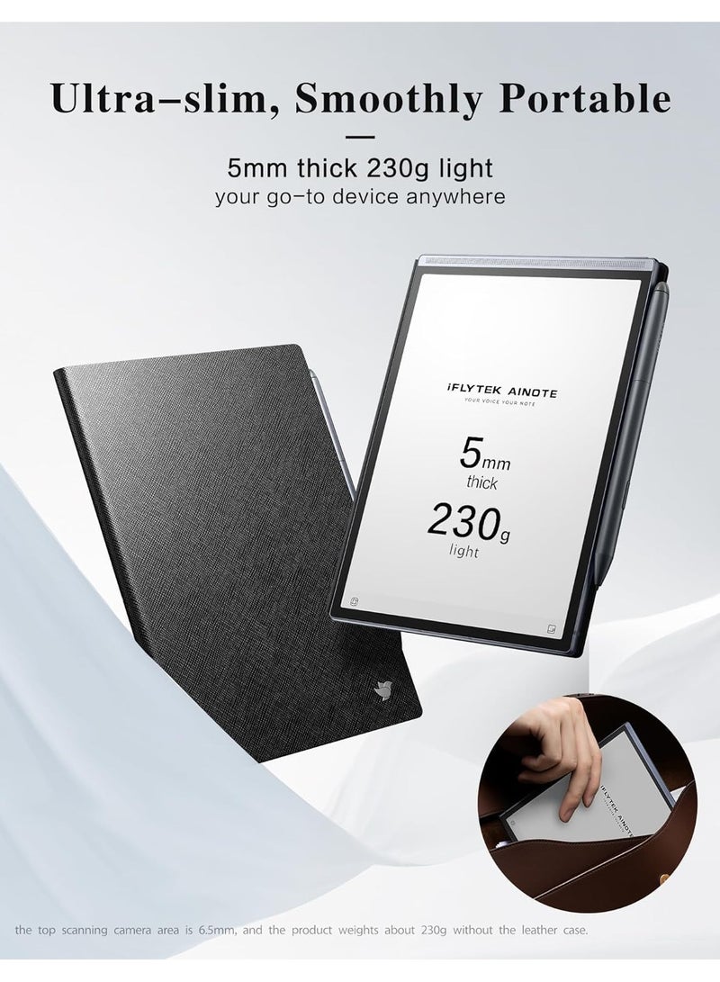 iFLYTEK Premium PU Leather Protective Case for iFLYTEK AINOTE AIR2 - Slim & Lightweight Cover for 8.2" E-Ink Tablet, Durable, Water & Dustproof (Black Case) - Image 4