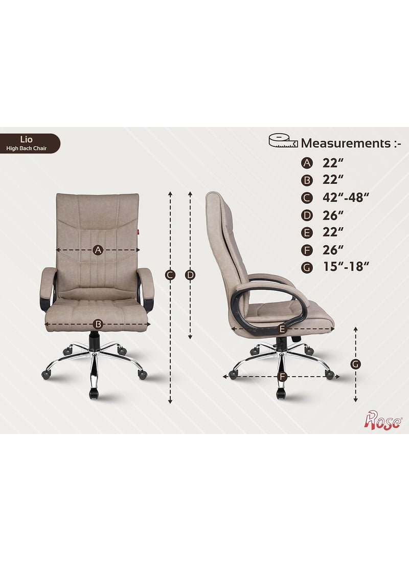 Rose ROSE Lio Leatherette Executive High Back Revolving Office Chair with Color Options Integrated Lumbar Support with Comfortable Seating 1 Year Warranty Ivory  - Image 2