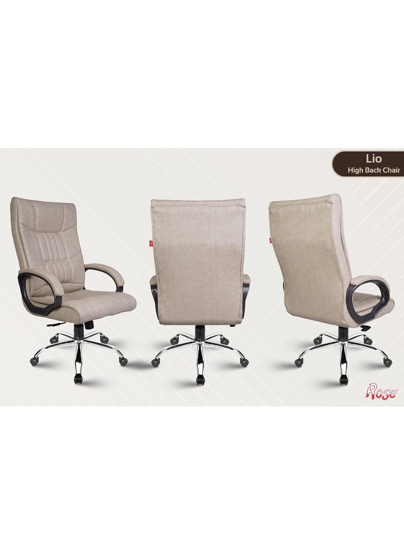Rose ROSE Lio Leatherette Executive High Back Revolving Office Chair with Color Options Integrated Lumbar Support with Comfortable Seating 1 Year Warranty Ivory  - Image 5