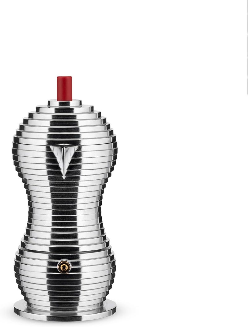 ALESSI موقد إسبريسو MDL02/3 R "بولشينا" سعة 3 أكواب بمقبض وزر من الألمنيوم، أحمر - Image 2