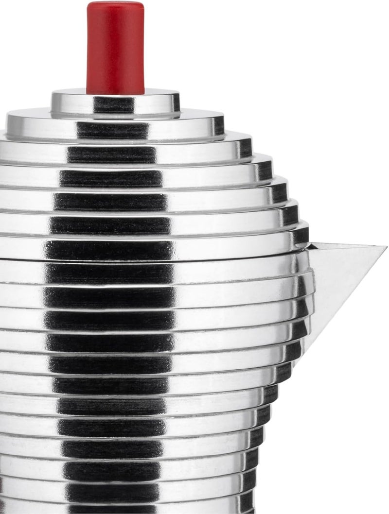 ALESSI موقد إسبريسو MDL02/3 R "بولشينا" سعة 3 أكواب بمقبض وزر من الألمنيوم، أحمر - Image 5