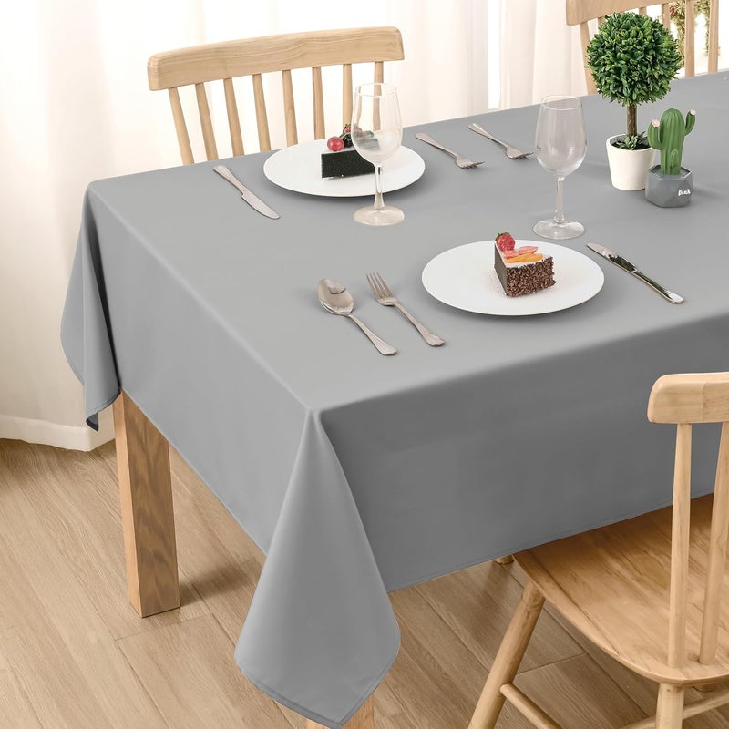 DWCN Silver Grey Outdoor Tablecloth Weatherproof 140 x 110 cm Stain Protection Washable Water-Repellent Table Linen Wipe Clean Waterproof Tablecloth for Dining Room, Garden, Party, Weddings or - Image 1