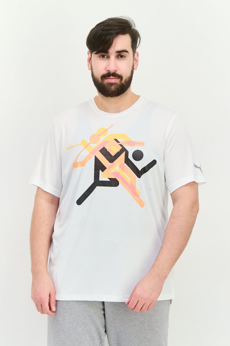 PUMA تي شيرت تدريب قصير الأكمام للرجال، رياضي، أبيض - Image 1