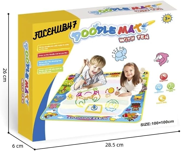 Facehub47 FACE HUB Extra Large 100X100 CM Aqua Magic Water Doodle Mat Water Drawing, Coloring and Doodling Mat for Toddler Kids Educational Toys Gifts for Boys Girls Age 2 3 4 5 6 7 8 Year Old - Image 2