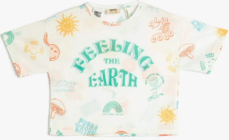 كوتون SmileyWorld® Oversize T-Shirt Licensed Short Sleeve Crew Neck Cotton