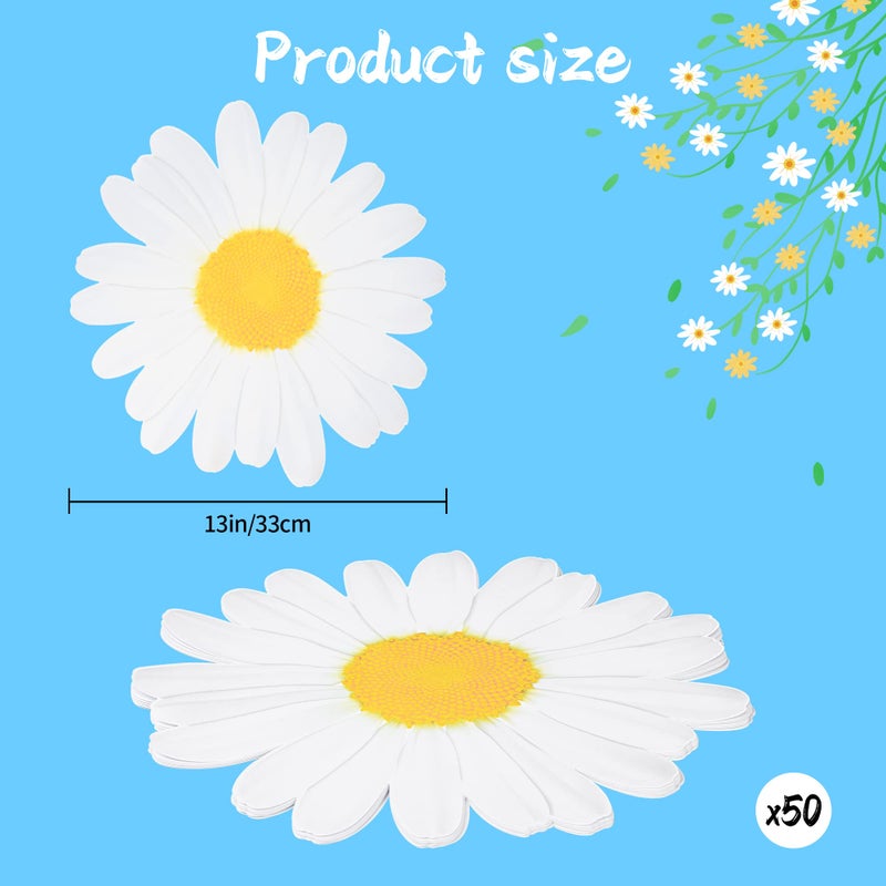 AimFun 50 Pieces Disposable Daisy Floral Paper Place Mats Spring Summer Flower Chargers Table Mat Yellow Sun Flower Shaped Paper Placemats for Wedding Bridal Baby Shower Party Decoration 13â€x 13â€ - Image 2