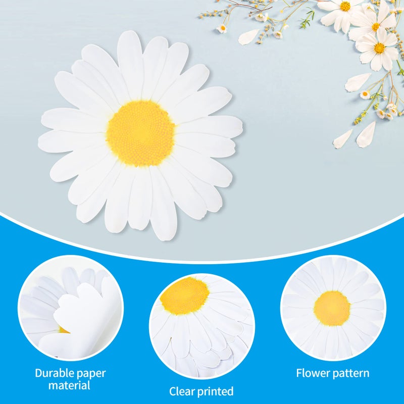 AimFun 50 Pieces Disposable Daisy Floral Paper Place Mats Spring Summer Flower Chargers Table Mat Yellow Sun Flower Shaped Paper Placemats for Wedding Bridal Baby Shower Party Decoration 13â€x 13â€ - Image 3