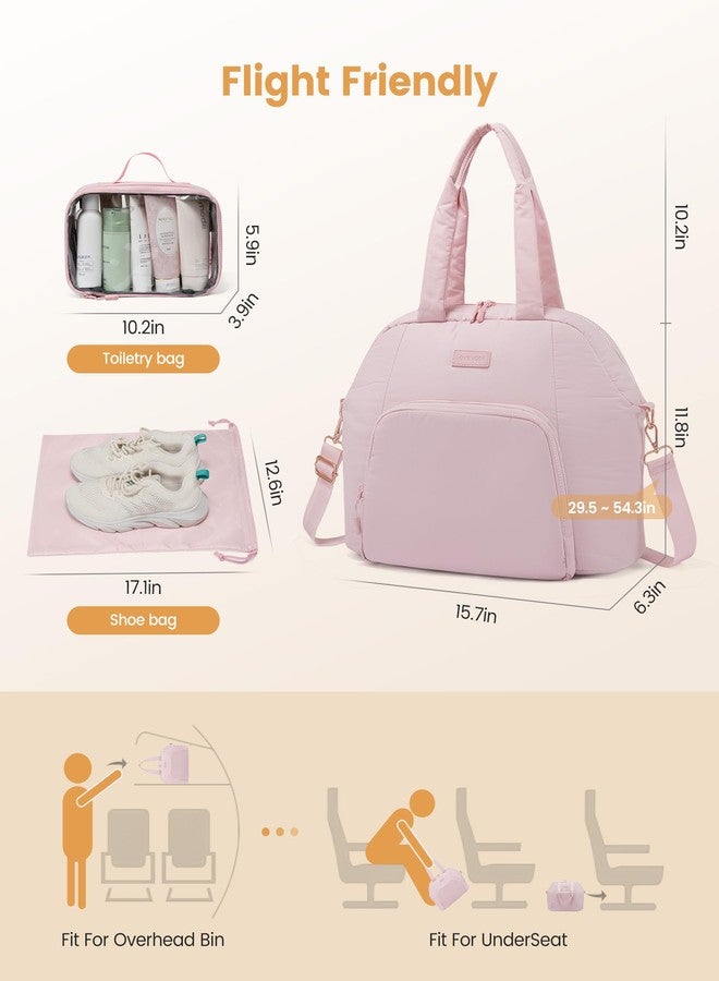 LOVEVOOK Gym Bag for Women 3Pcs Puffer Weekender Duffle Bag for Travel Hospital Carry on Tote for Overnight Personal Item, Beige, M - Image 5