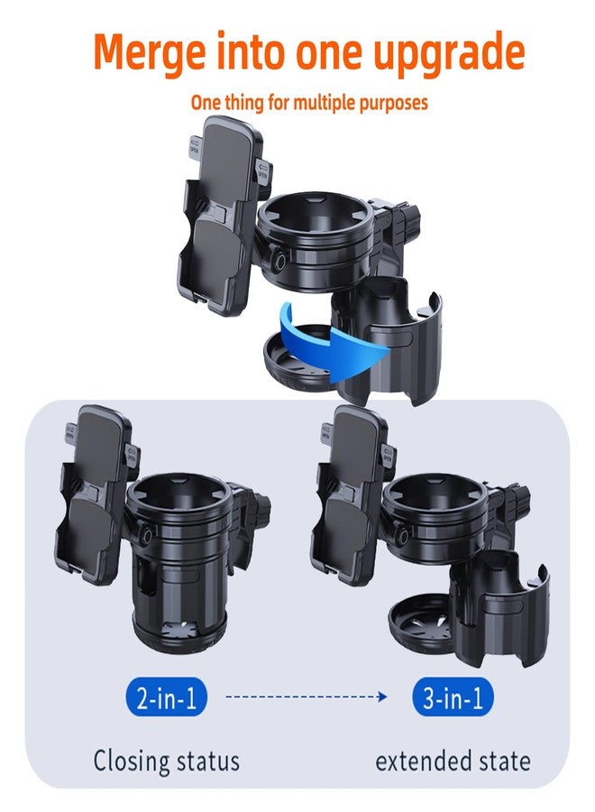 Elecphbo 4-in-1 Universal Adjustable Stroller Cup Holder - 360° Rotatable Spill-Proof Design with Anti-Slip Grip for, Bicycle, Wheelchair, Shopping Cart, Double Cup & Phone Holder【Black&Gray】 - Image 3
