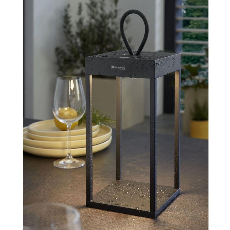 Sompex Grace LED Lantern Lamp | Stepless touch dimmer | Made with aluminium | Indoor & Outdoor | Burning time 11 hours | Charging time 6 hours | IP 65 (water resistant)| 15 x 30 cm - Black - Image 2