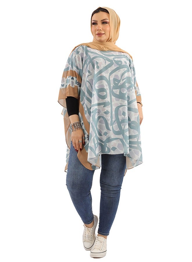 Zmurud "Chiffon Poncho - Printed "  - Image 1