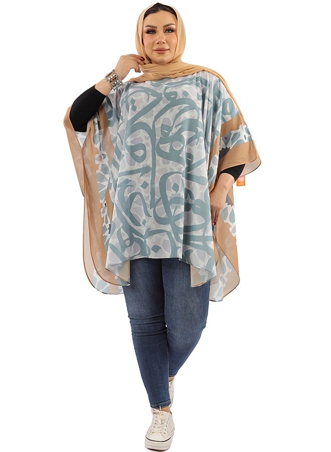 Zmurud "Chiffon Poncho - Printed "  - Image 2