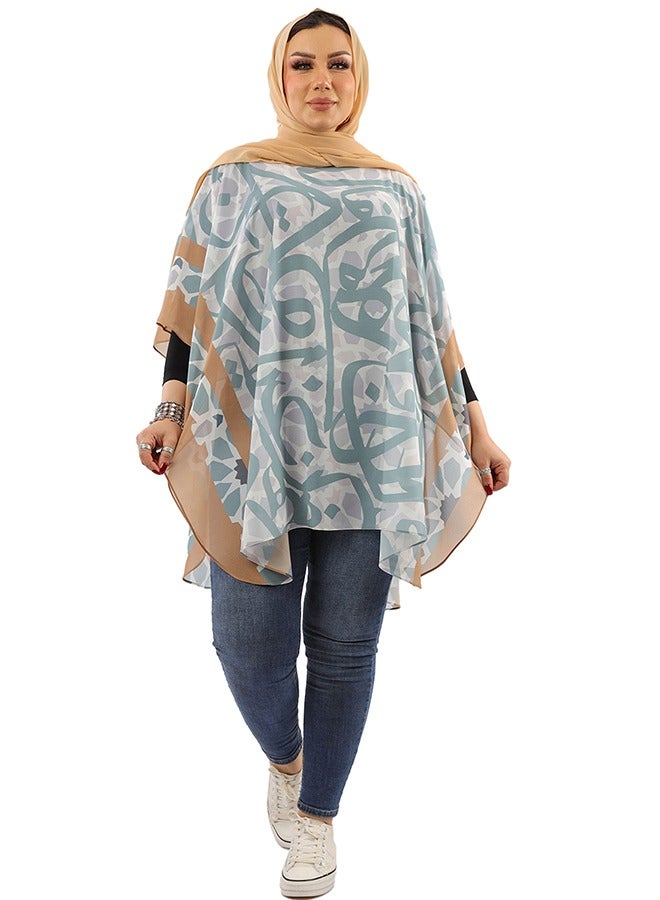 Zmurud "Chiffon Poncho - Printed "  - Image 3