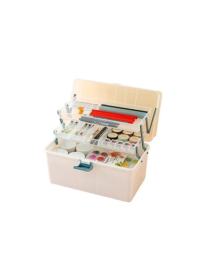 vesus Makeup Organizer Drawers Box Medical Storage Box Large Portable First Aid Box Organizer Container for Art Craft Cosmetic Toiletries Jewelry Storage Organiser(White Blue) - Image 2