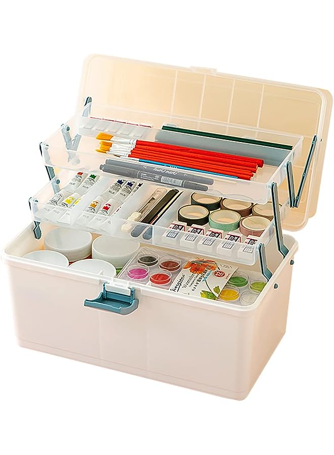 vesus Makeup Organizer Drawers Box Medical Storage Box Large Portable First Aid Box Organizer Container for Art Craft Cosmetic Toiletries Jewelry Storage Organiser(White Blue) - Image 1