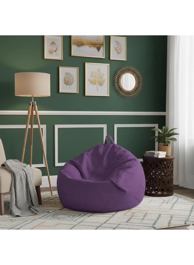 Harmony Home كرسي حبوب الفاصولياء الدائري من هارموني هوم | غطاء قطن لين مع حشوة كرات بوليسترين | مقعد مريح على الأرض | كرسي استرخاء لغرفة النوم، غرفة المعيشة، الصالة (بنفسجي، كبير جداً) - Image 1