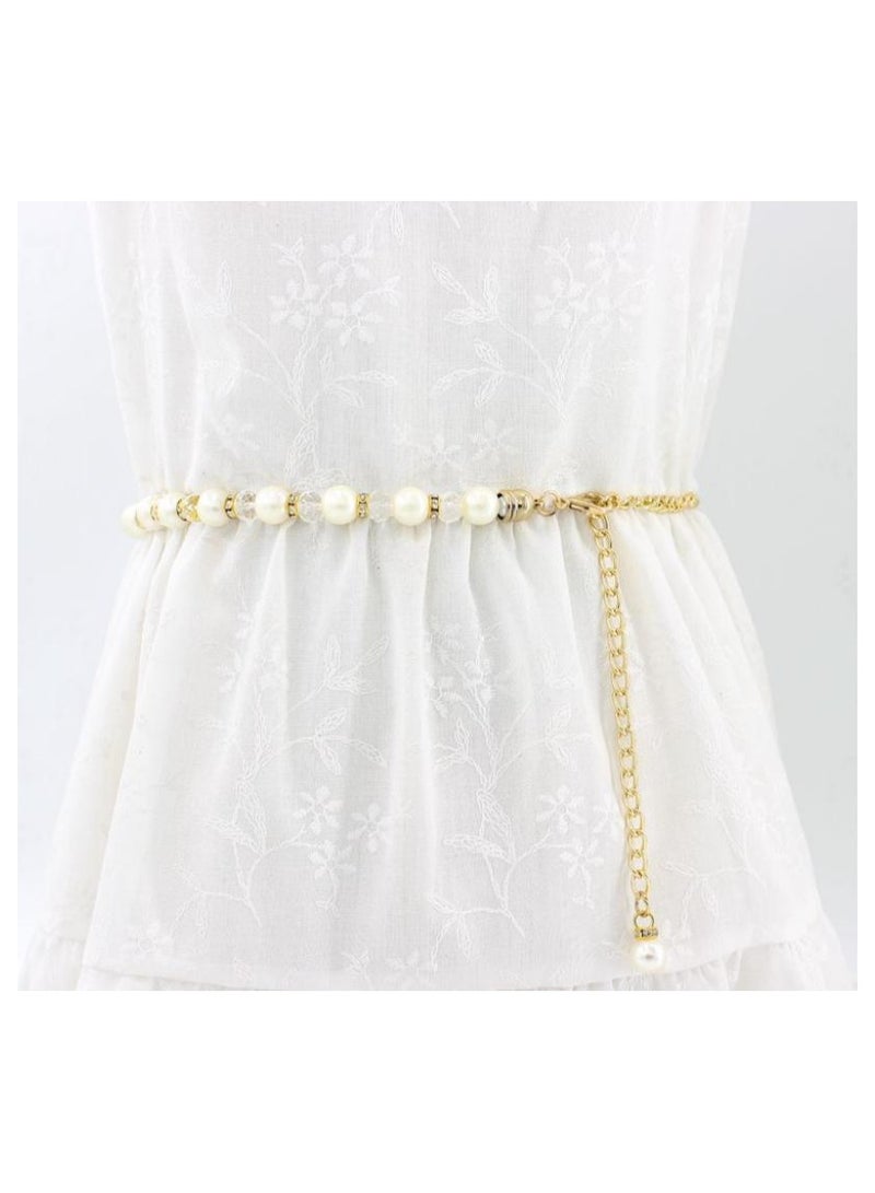 KUYING New Womens Pearl Fashion Versatile Decorative Dress Summer Skirt Small Belt 