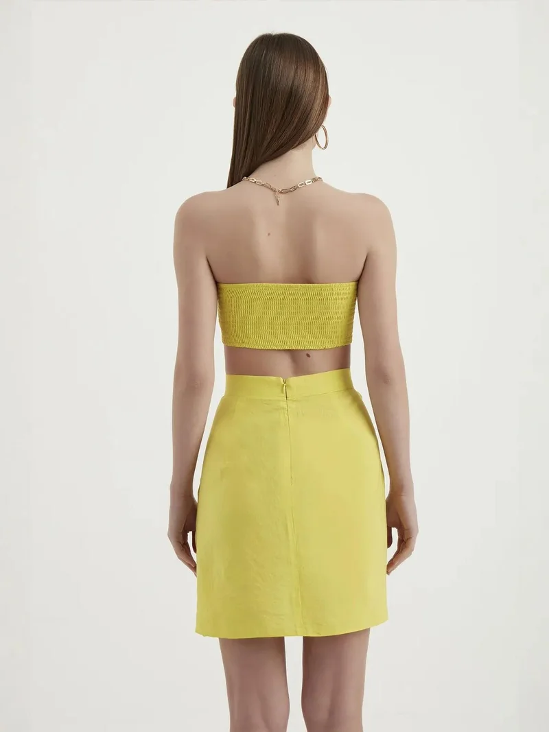 HICCUP High Waist Mini Skirt with a Side buttons