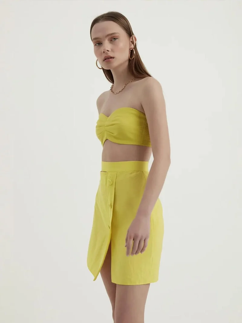 HICCUP High Waist Mini Skirt with a Side buttons