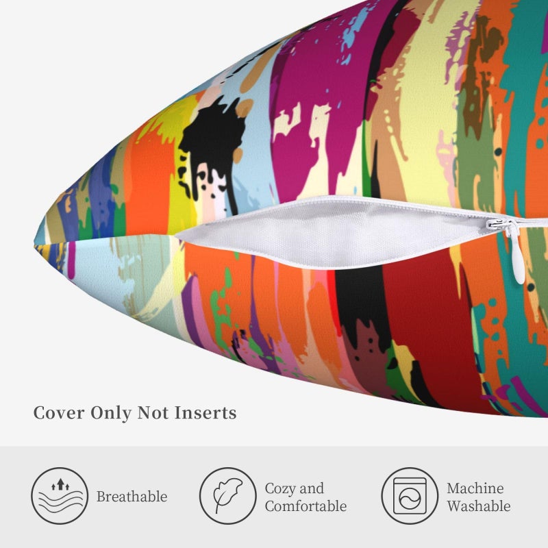 Lcokin Multicolored Rainbow Abstract Throw Pillow Covers 18x18 in Set of 2, Decor Art Vibrant Pillow Case Square Cushion Covers for Sofa Bed Couch Living Room - Image 3