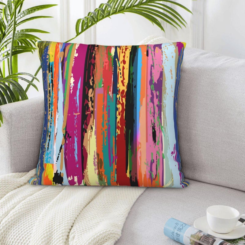 Lcokin Multicolored Rainbow Abstract Throw Pillow Covers 18x18 in Set of 2, Decor Art Vibrant Pillow Case Square Cushion Covers for Sofa Bed Couch Living Room - Image 4