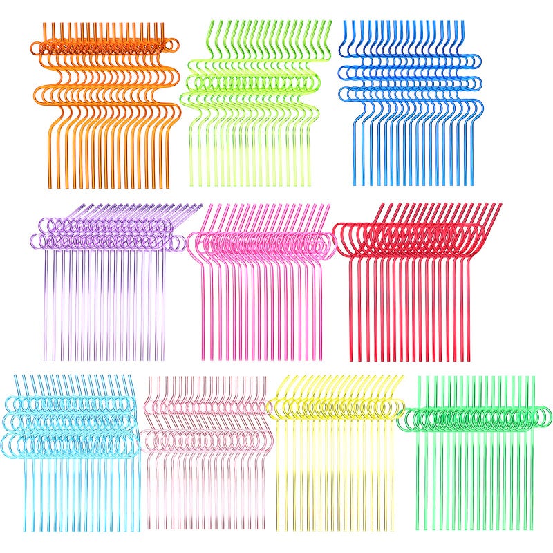 Yoande Yoande 180 Pcs Assorted Straws Colorful Reusable Drinking Twists Loop Bendy Straws for Birthday Carnivals Classroom Activities Party Supplies 10 Designs 