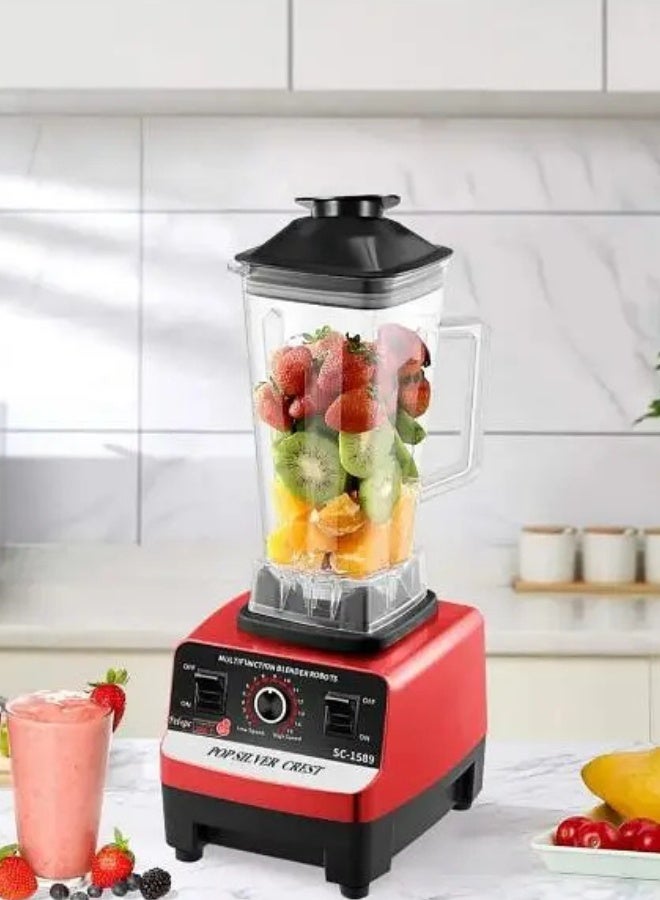 سيلفر كريست خلاط كهربائي قوي 4500 واط 2 في 1 - خلاط كهربائي احترافي متعدد الوظائف مع مطحنة قوية للحبوب والتوابل - سعة 2 لتر - تصميم احترافي لتحضير العصائر والعصائر المخفوقة والميلك شيك وسحق الثلج والمكسرات. - Image 3