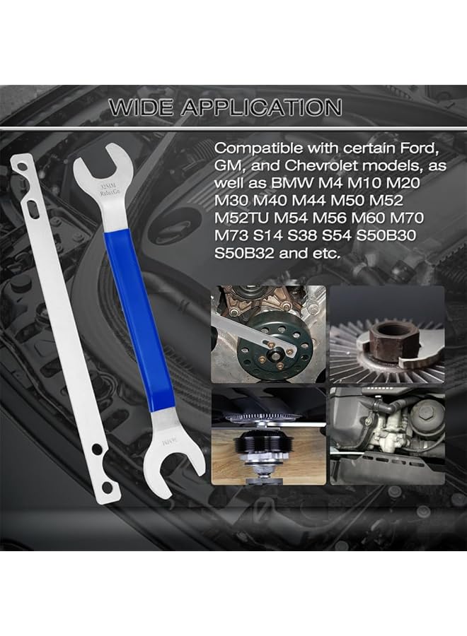 Azonee Fan Clutch Wrench Removal Tool Set, 32Mm & 36Mm 2 Pcs Water Pump Pulley Holder Tool For Bmw, Ford, Gm, Chevrolet, Jeep, Nut & Water Hub Removal  - Image 3