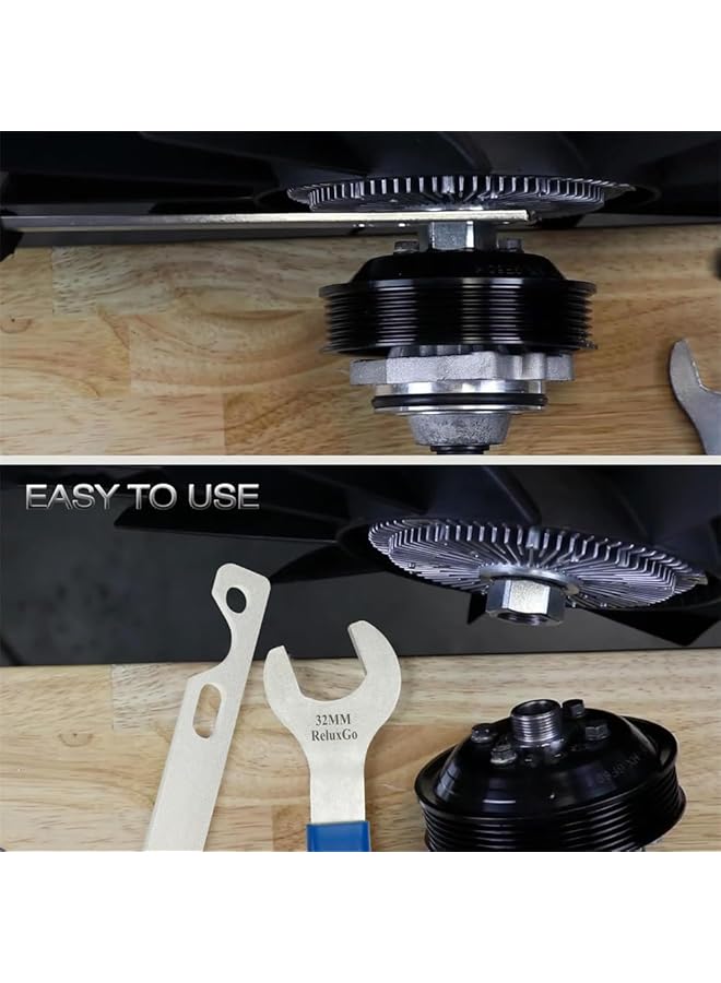 Azonee Fan Clutch Wrench Removal Tool Set, 32Mm & 36Mm 2 Pcs Water Pump Pulley Holder Tool For Bmw, Ford, Gm, Chevrolet, Jeep, Nut & Water Hub Removal  - Image 2