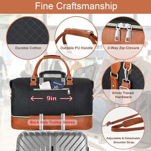 ITIEZY Weekender Bag for Women, Travel Duffel Bag Carry On Overnight Bag with Shoe Compartment Large Nylon Travel Weekend Tote Bag - Image 5