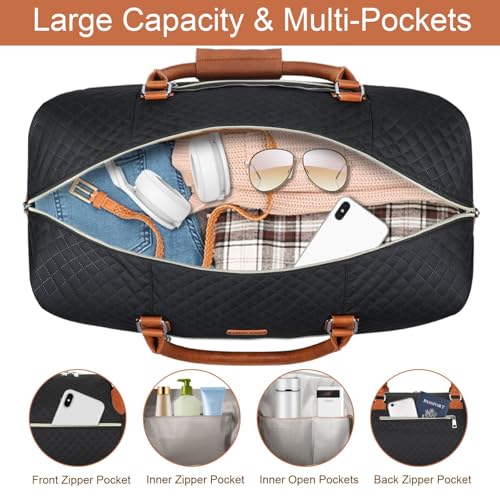 ITIEZY Weekender Bag for Women, Travel Duffel Bag Carry On Overnight Bag with Shoe Compartment Large Nylon Travel Weekend Tote Bag - Image 4
