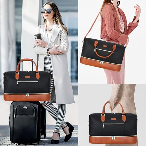 ITIEZY Weekender Bag for Women, Travel Duffel Bag Carry On Overnight Bag with Shoe Compartment Large Nylon Travel Weekend Tote Bag - Image 2