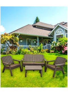 Living 4 People Conversation Set Outdoor Chairs Garden Backyard Balcony with Table  - Image 1