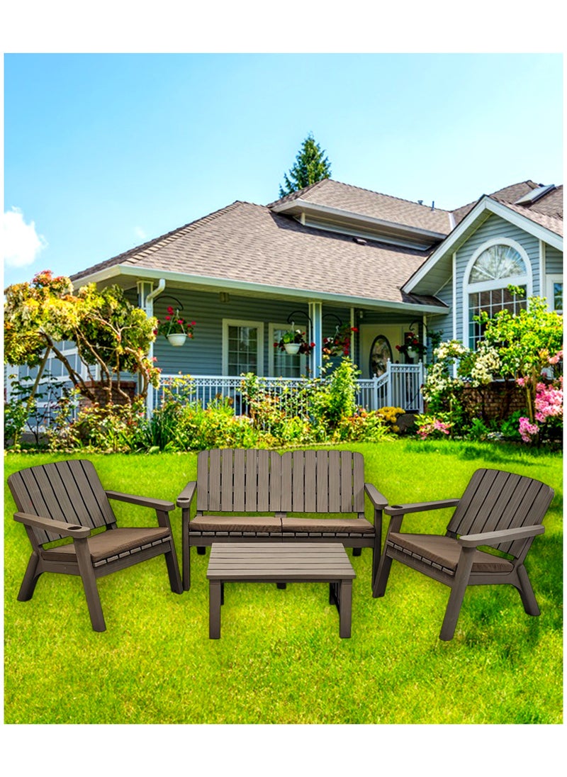 Living 4 People Conversation Set Outdoor Chairs Garden Backyard Balcony with Table  - Image 1