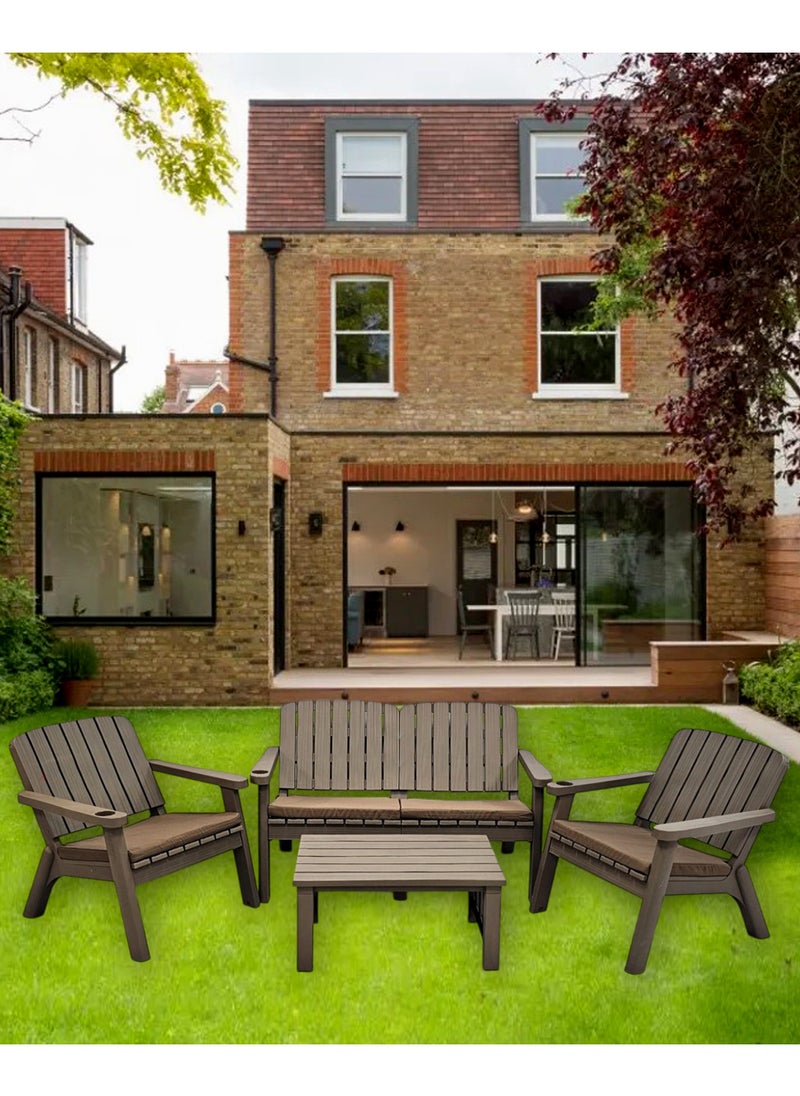 Living 4 People Conversation Set Outdoor Chairs Garden Backyard Balcony with Table  - Image 2