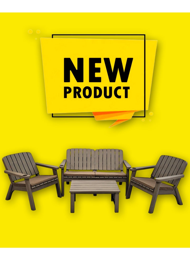 Living 4 People Conversation Set Outdoor Chairs Garden Backyard Balcony with Table  - Image 3