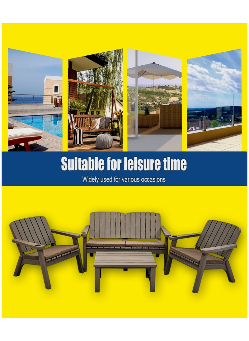 Living 4 People Conversation Set Outdoor Chairs Garden Backyard Balcony with Table  - Image 4