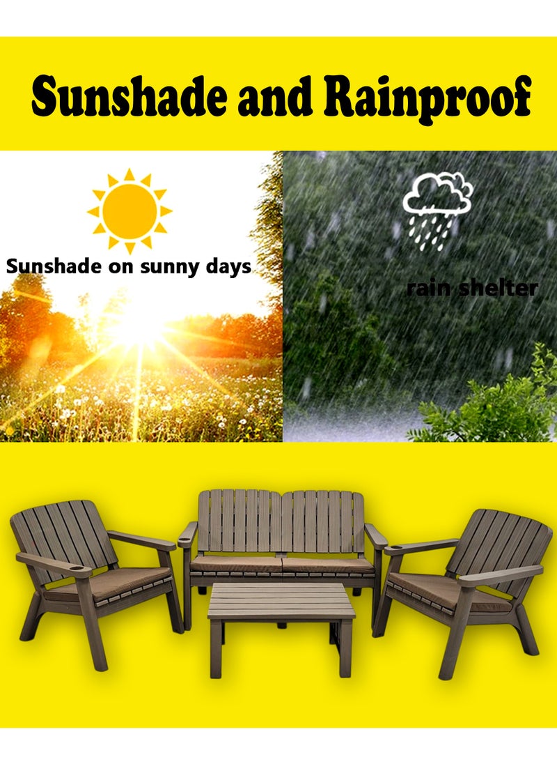 Living 4 People Conversation Set Outdoor Chairs Garden Backyard Balcony with Table  - Image 5