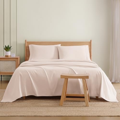 UGG Queen Sheet Set 4-Piece Luxury Cooling Sheets Deep Pockets Premium Bedding with 2 Pillow Shams Hypoallergenic Machine Washable Soft Lightweight Bed Set for Bedroom, Queen, Shell Pink (Hedi) - Image 2