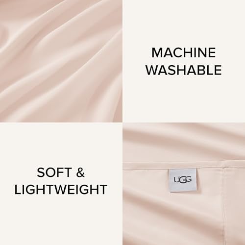 UGG Queen Sheet Set 4-Piece Luxury Cooling Sheets Deep Pockets Premium Bedding with 2 Pillow Shams Hypoallergenic Machine Washable Soft Lightweight Bed Set for Bedroom, Queen, Shell Pink (Hedi) - Image 4