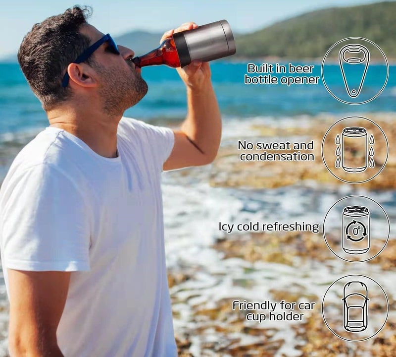 Enem Beer Bottle and Can Cooler with Beer Opener, Vacuum Insulated Double Walled Stainless Steel, 12 oz., for 330ml Bottle/Can - Image 4