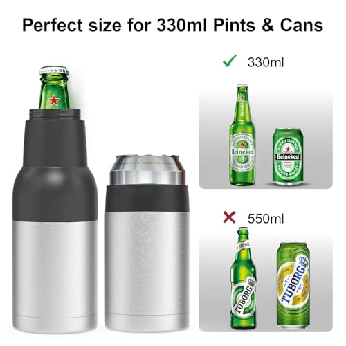 Enem Beer Bottle and Can Cooler with Beer Opener, Vacuum Insulated Double Walled Stainless Steel, 12 oz., for 330ml Bottle/Can - Image 3