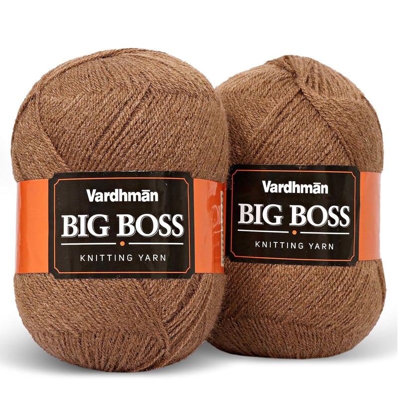 NTGS Vardhman BigBoss Wool Soft Fingering Hand Knitting Dyed Dark Brown Wool Crochet Hook Yarn 400 g Shade no2 - Image 1