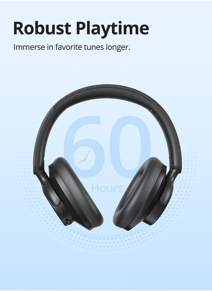 Tronsmart Tronsmart Sounfii Q20 Active Noise Cancelling Headphones, Wireless Over Ear Bluetooth Headphones, 60H Playtime, Rich-Detailed Sound, Customize EQ, Comfort Fit Ear Cups, for Travel, Home Office(Black)  - Image 1