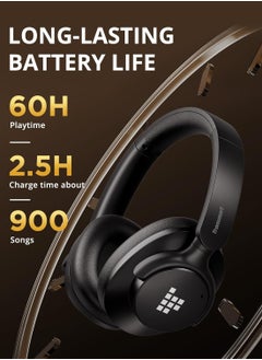 Tronsmart Tronsmart Sounfii Q20 Active Noise Cancelling Headphones, Wireless Over Ear Bluetooth Headphones, 60H Playtime, Rich-Detailed Sound, Customize EQ, Comfort Fit Ear Cups, for Travel, Home Office(Black)  - Image 1