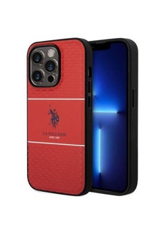 U.S. Polo Assn. Assn. PU HS Pattern DH Stripe Hard Case for iPhone 14 Pro (6.1") - Red  - Image 2