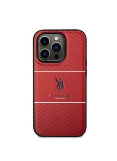U.S. Polo Assn. Assn. PU HS Pattern DH Stripe Hard Case for iPhone 14 Pro (6.1") - Red  - Image 1