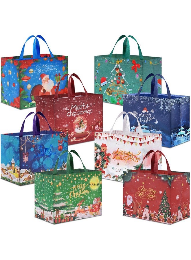 AhfuLife 8Pcs Large Christmas Gift Bags, 12.8''X 9.8''X 6.7'', Christmas Tote Bags With Handles, Reusable Non-Woven Christmas Shopping Bags For New Year, Xmas'S Party Supplies Decorations - Image 1