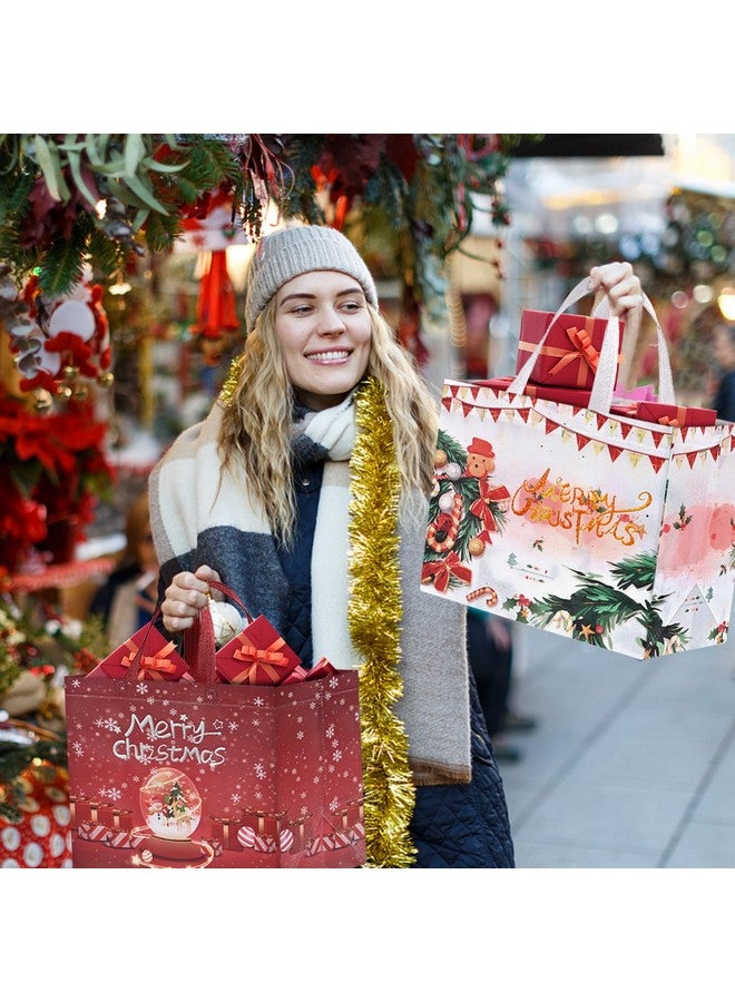 AhfuLife 8Pcs Large Christmas Gift Bags, 12.8''X 9.8''X 6.7'', Christmas Tote Bags With Handles, Reusable Non-Woven Christmas Shopping Bags For New Year, Xmas'S Party Supplies Decorations - Image 4